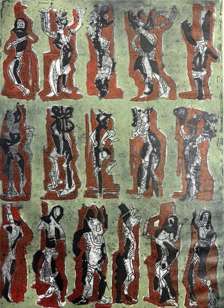 Dance of Red Shadows by Bruce Onobrakpeya